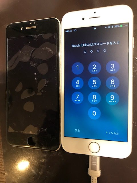 iphone６　画面交換＜塚口よりお越しのお客様＞｜落とした衝撃で液晶がメチャメチャ。。。これって直りますか？？　iPhone修理のプロにお任せ下さい♪　アイフォン修理専門店つかしん　TELL:06-6421-1705