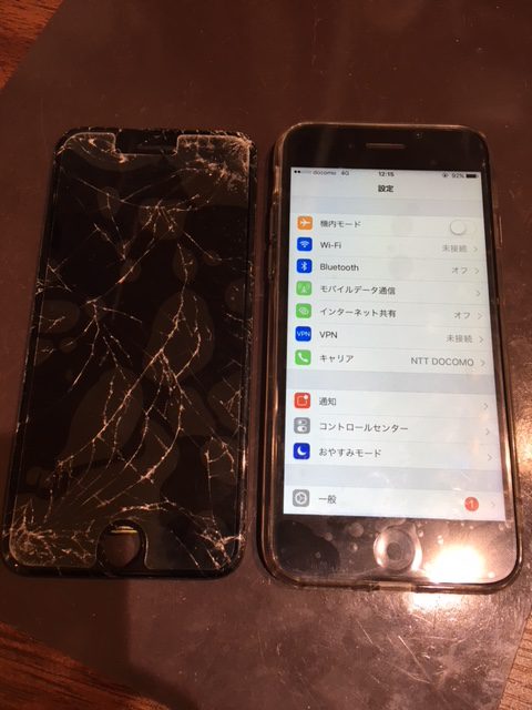 尼崎市　　アイフォン７画面割れ修理！バキバキの画面でもデータ消去一切なしですぐに綺麗になります！！