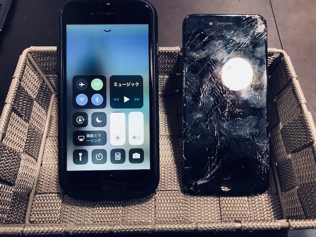 《修理速報アイフォン7画面交換》仕事中に7階から携帯が落ちたんです。。。打ちどころが良かったのか携帯自体は生きてました(*>∀<)ﾉ))★