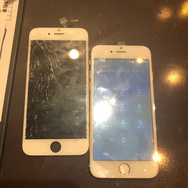 iphone6画面修理｜バキバキタッチが効かないアイフォンも、画面交換で新品同様に♪＜尼崎市よりお越しのお客様＞