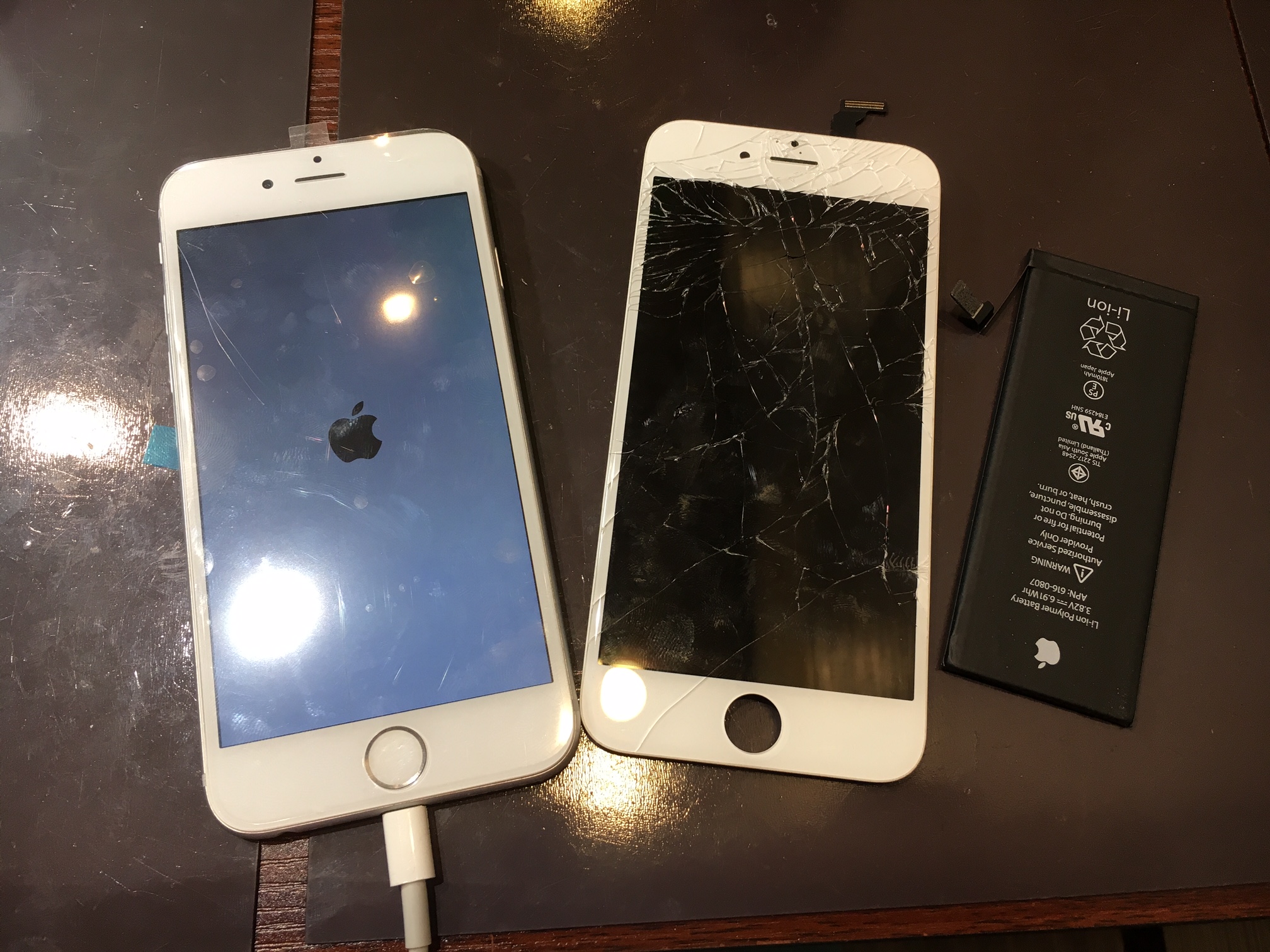 地震で画面が大破したiPhone6(/ω＼)　バッテリーも交換してリフレッシュ！！！