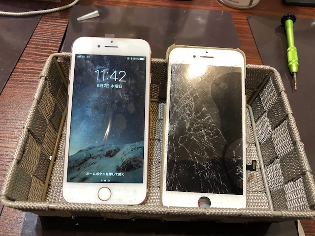「尼崎市よりお越しのお客様」iPhone7のバッテリー交換、画面が割れてる状態でもできる・・・？状況によりますのでぜひ一度お越しくださいませ＞＜