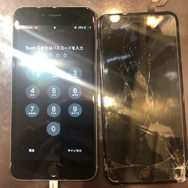 iphone6s+画面交換｜バッキバキになってしまったiphoneの修理は尼崎店で♪最短30分即日修理！＜尼崎市よりお越しのお客様＞