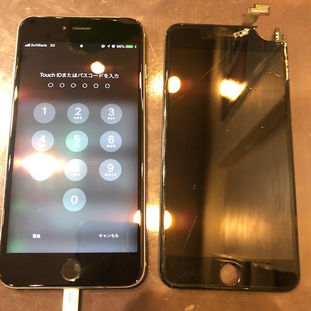 iphone6+画面交換｜画面割れが酷くなり、えぐれていると水分入りやすくなります！！！そうなると待っているのは・・・・・＜尼崎市よりお越しのお客様＞