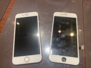 iPhone8　画面修理　ガラス割れ　パネル　破損　バキバキ