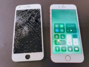iPhone　アイフォン　７　液晶　ガラス　破損　割れ　故障　バキバキ　粉々