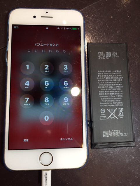 iPhone修理伊丹尼崎川西宝塚店　アイフォン6バッテリー交換　データそのまま　宝塚市よりお越しのお客様