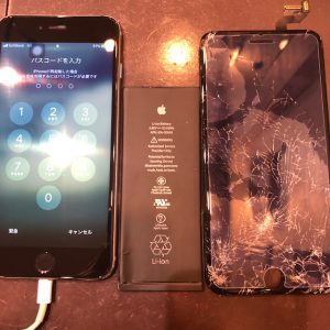 iphone6s+画面＆バッテリ交換