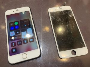 iPhone　アイフォン　６　6s　ガラス　画面　フロントパネル　液晶　パネル　破損　粉々
