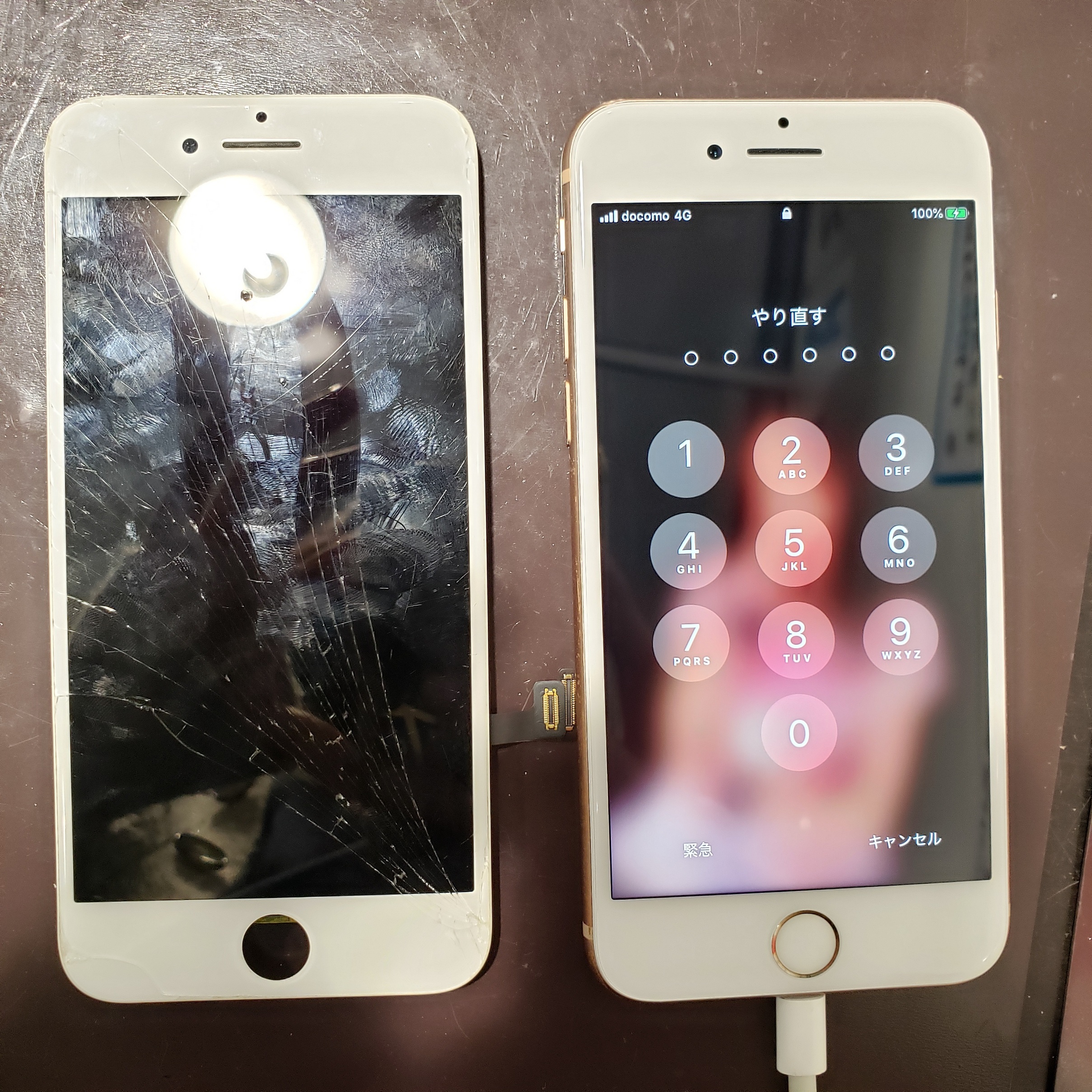 バキバキの画面も４０分で修理完了！ iPhone8画面修理 【尼崎市からお越しのお客様】TEL：072-767-1011