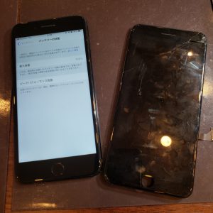 iPhone7+画面修理とバッテリー交換