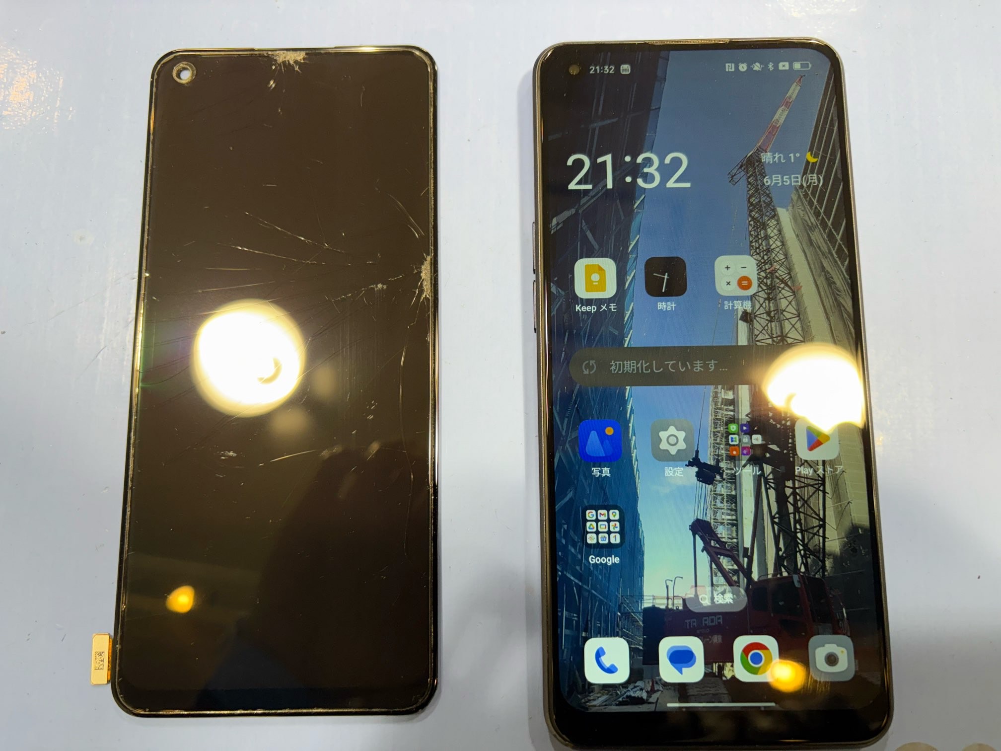 【イオンモール伊丹店】OPPO Reno7A 画面修理 症状:画面の割れ｜android修理伊丹 OPPO修理伊丹 スマホ修理伊丹